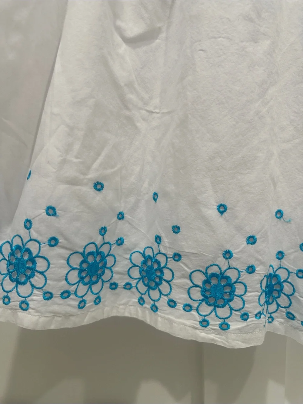 Savannah White and Blue Floral Embroidered Girls Sundress